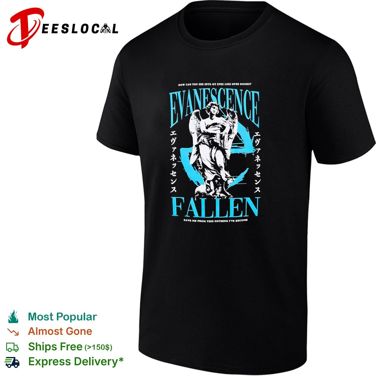 Evanescence Fallen angel statue shirt