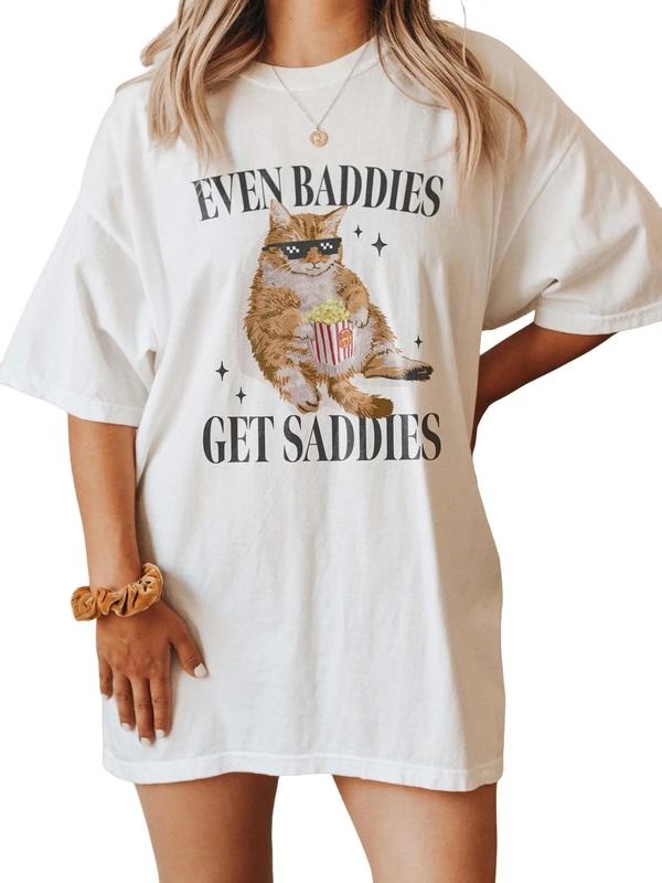 Even Baddies Get Saddies Funny Cat Meme Shirt, Weirdcore Tee Ironic Tshirts, That Go Hard Mental Health Shirt, Anxiety...
