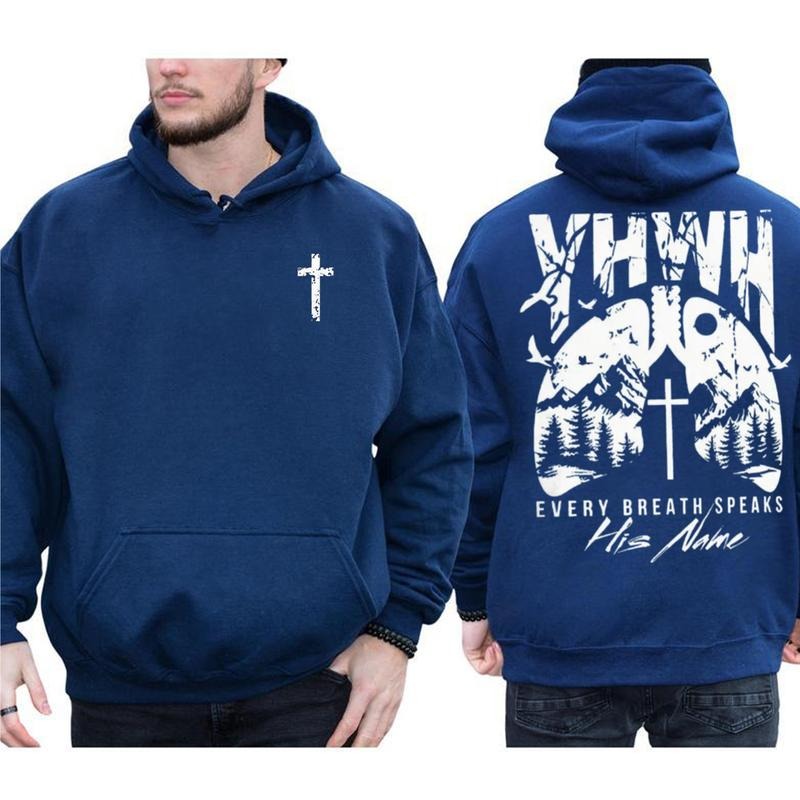 Every Breath Speaks His Name Christian Faith 2 Sided Graphic Hoodie Casual Fleece Fabric Pullover Hooded Sweatshirt Tops...