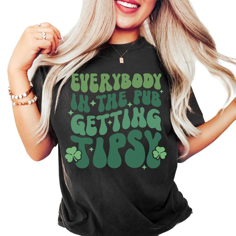 Everybody In The Pub Getting Tipsy Shirt, Funny St Pattys Day Shirt, Shamrocks Shenanigans, Irish Women Gift, Gift For...