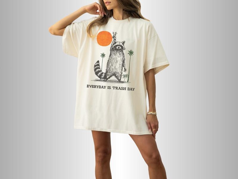 Everyday Is Trash Day Raccoon Shirt, Retro Sunset Shirt, Raccoon Lover Shirt, Cool Vintage Style Raccoon Shirt,...