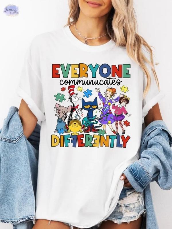 Everyone Communicates Differently Shirt, Teacher Gift Shirt Hoodie Sweatshirt | PrintMintTees.com