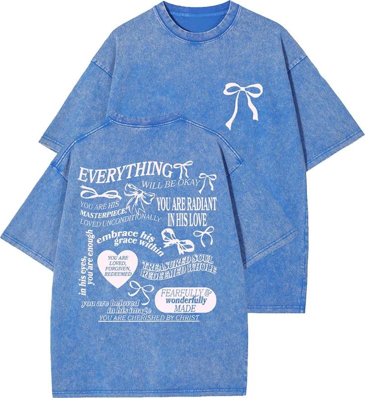 Everything Will Be Okay Unisex Washed T-Shirt, Christian t shirts, Vintage 90s Graphic Tee, Gift Top Womenswear Cotton...