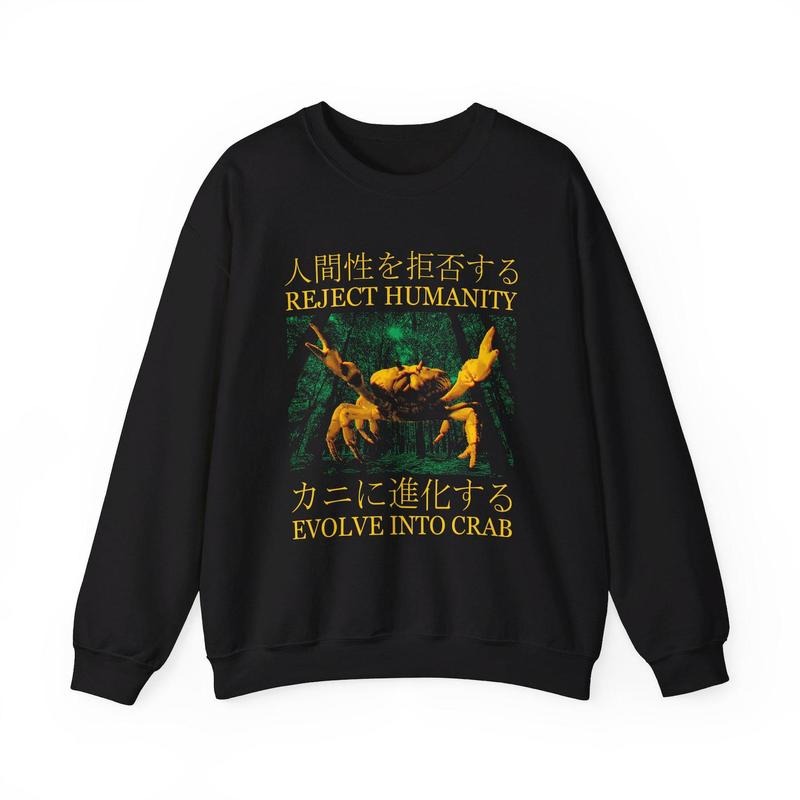 Evolve Into Crab Japanese Vintage Sweatshirt Shirt Hoodie | PrintMintTees.com