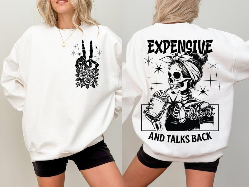 Expensive Difficult And Talks Back Png Mom Skeleton Png Funny Saying Png Front And Back Png Retro Trendy Sublimation...