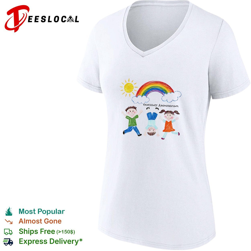 Exzessiver Alkoholkonsum kids drawing rainbow and cloud shirt