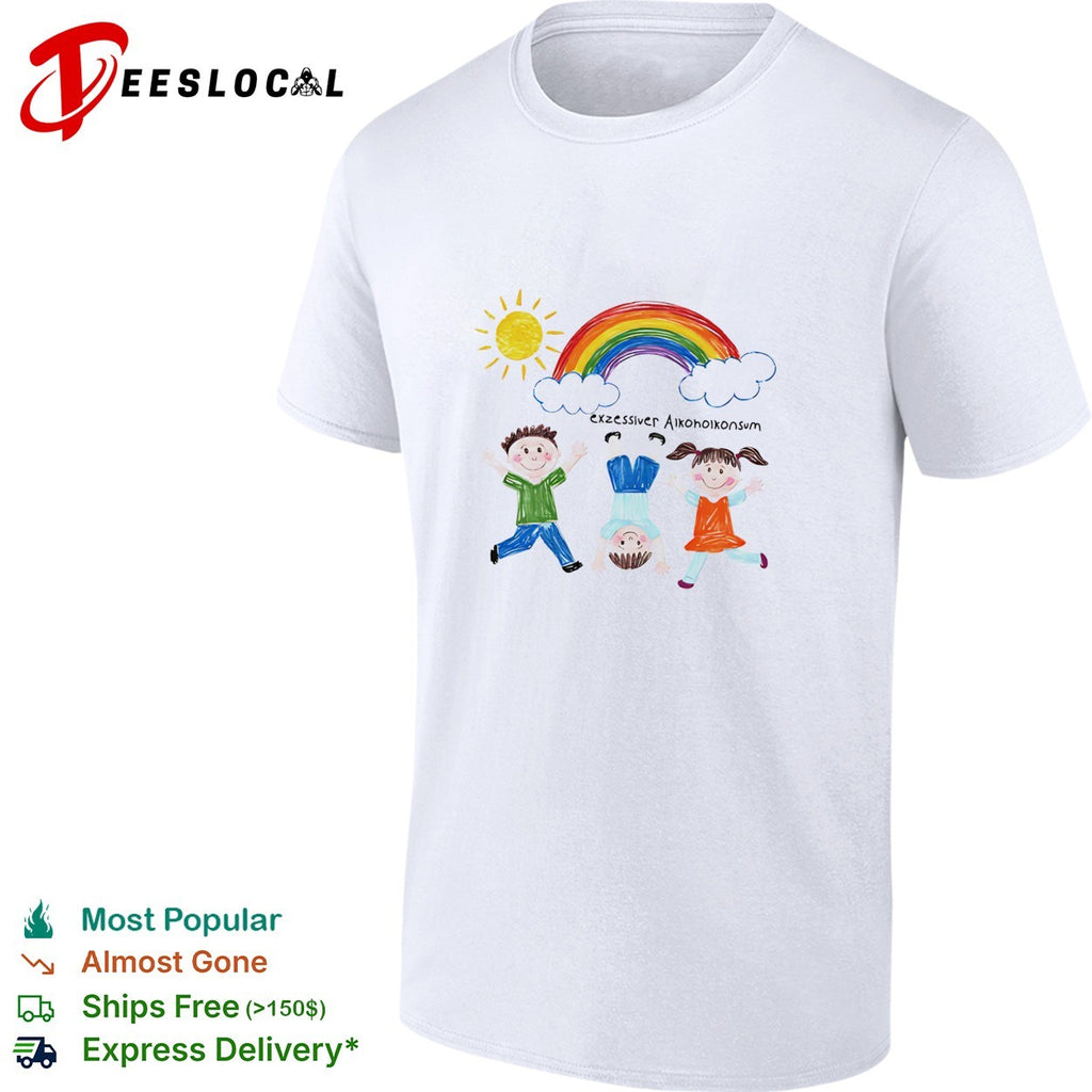 Exzessiver Alkoholkonsum kids drawing rainbow and cloud shirt