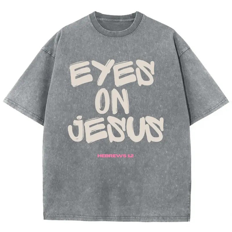 Eyes On Jesus Unisex Washed T-Shirt, Christian Tshirts, Christian Jesus  t shirts, Vintage 90s Graphic Tee Gift Cotton...