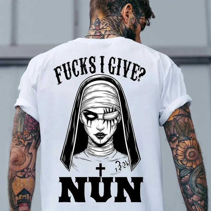 F@CKS I GIVE NUN Injured Nun Print Men's T-Shirt Hoodie Sweatshirt | PrintMintTees.com