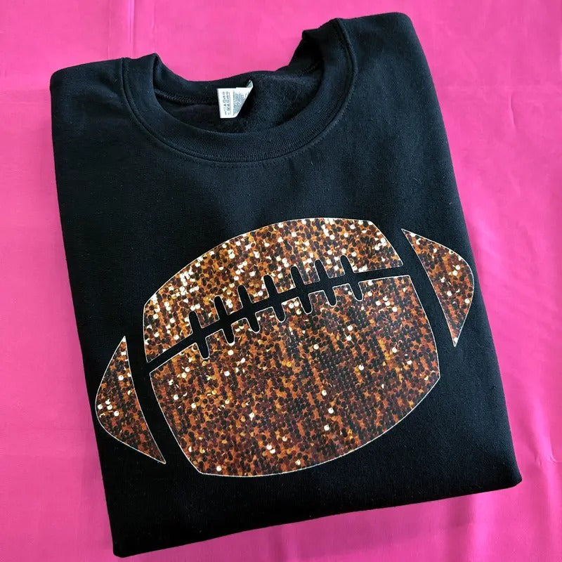 FAUX Glitter Football Gildan Sweatshirt T-Shirts, Hoodie | PrintMintTees.com