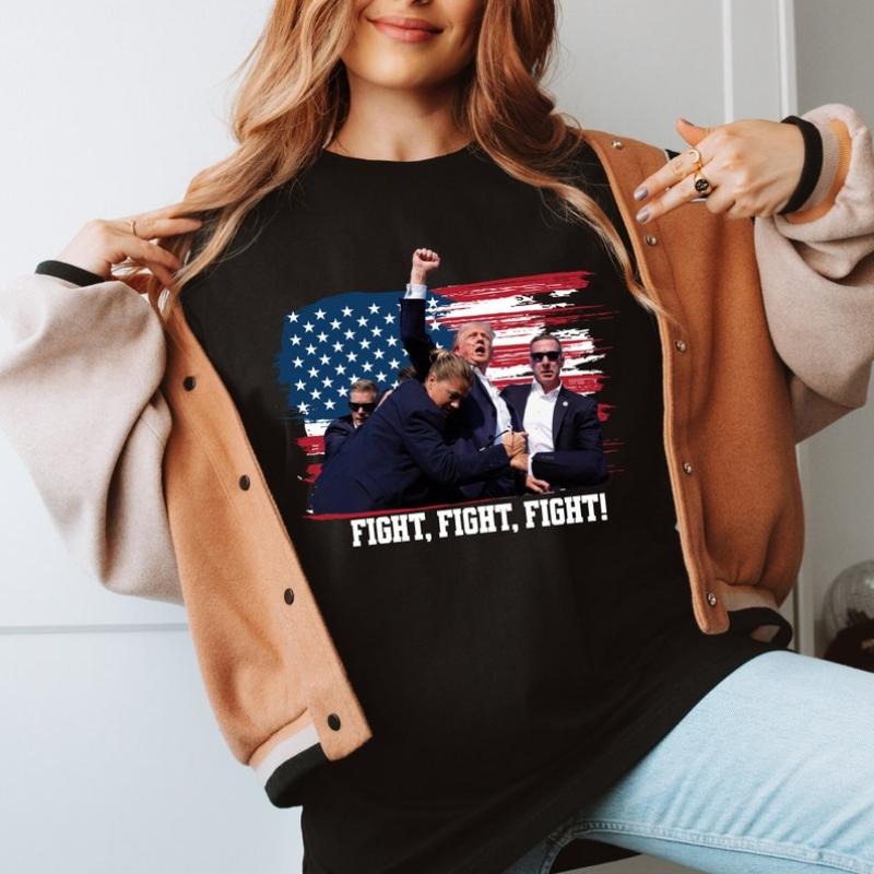 FIGHT DONALD TRUMP 2024, Trump Fist Trump Rally Shot Assasination Attempt Maga Iconic T Shirt,Make America Great Again...