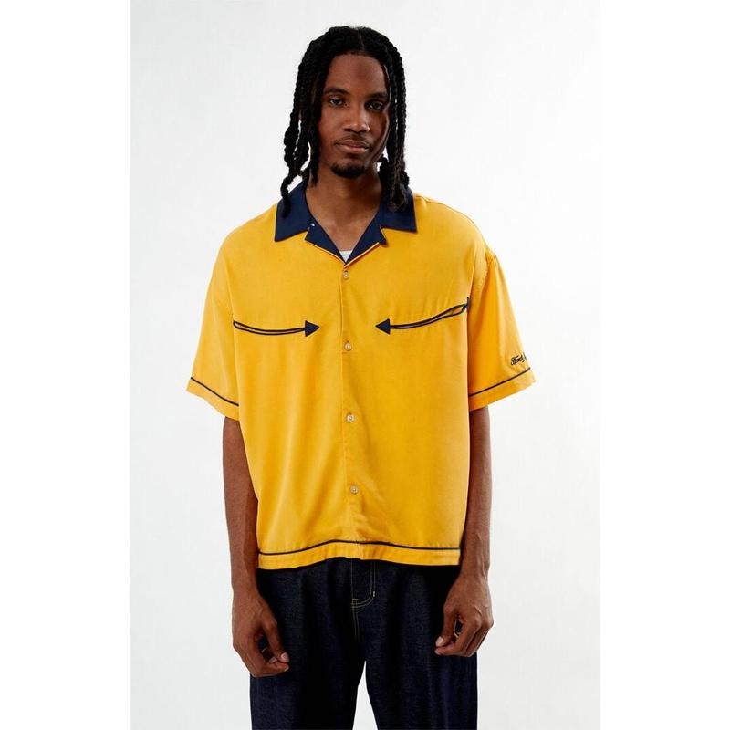 FORD Men's Sunset Yellow Woven Camp Shirt Hoodie, Sweatshirt | PrintMintTees.com