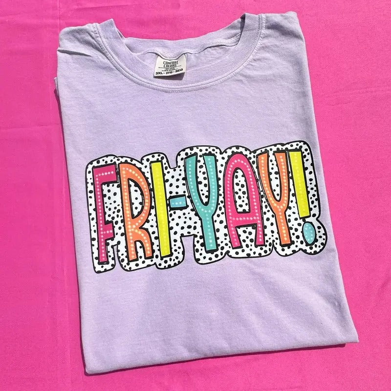 FRI-YAY Neon Spotted Comfort Colors T-Shirt Hoodie Sweatshirt | PrintMintTees.com
