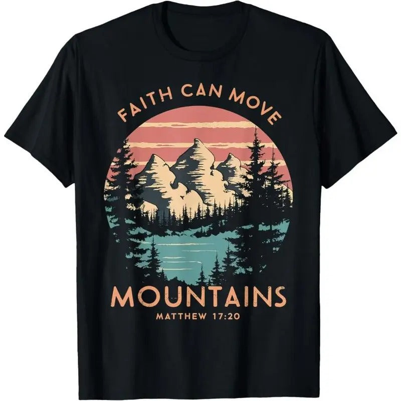 Faith Can Move Mountains Religious Christian Camping Gift T-Shirt Made in USA Hoodie Sweatshirt | PrintMintTees.com