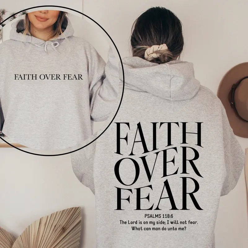 Faith Over Fear Christian Hoodie Christian Sweatshirt Jesus Hoodie Trendy Hoodie Bible Verse Hoodie Gift For Her...