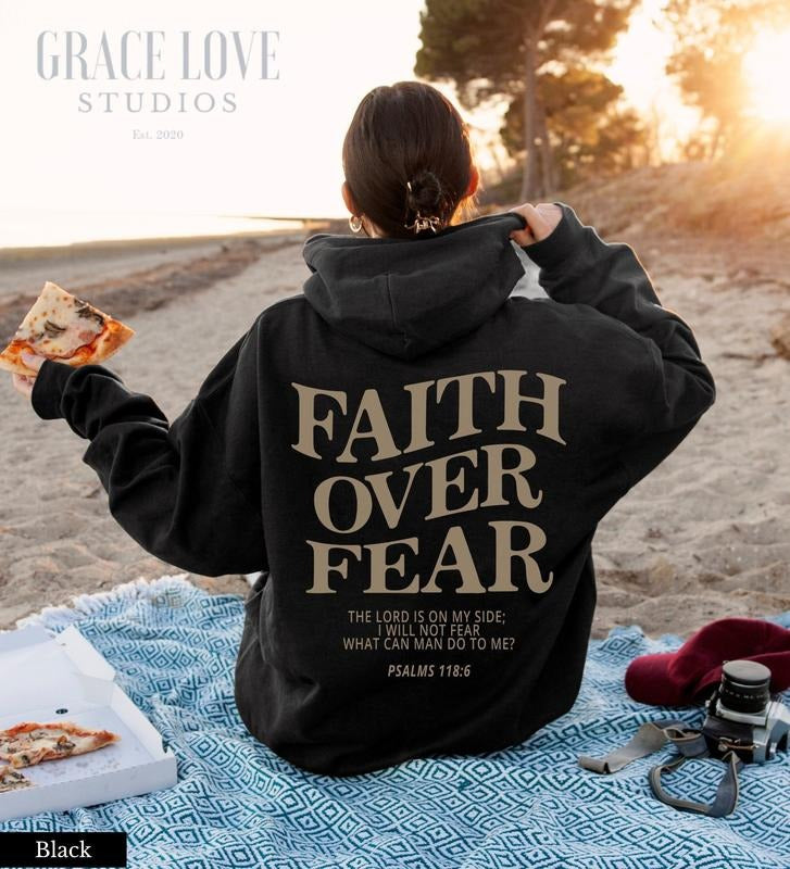 Faith Over Fear Christian Hoodie Christian Sweatshirt Jesus Hoodie Trendy Hoodie Bible Verse Shirt Aesthetic Clothes...