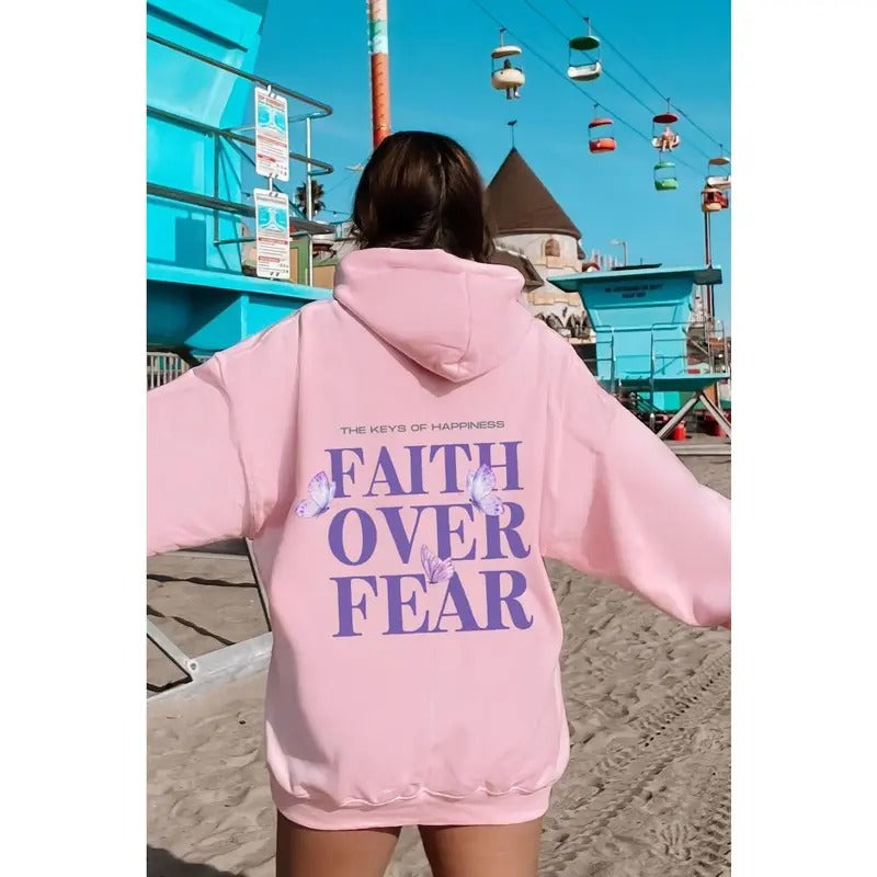 Faith Over Fear Christian Hoodie for Women Trendy Jesus Tshirt Bible Verse Aesthetic Y2K  T-shirt, sweater and Hoodie...