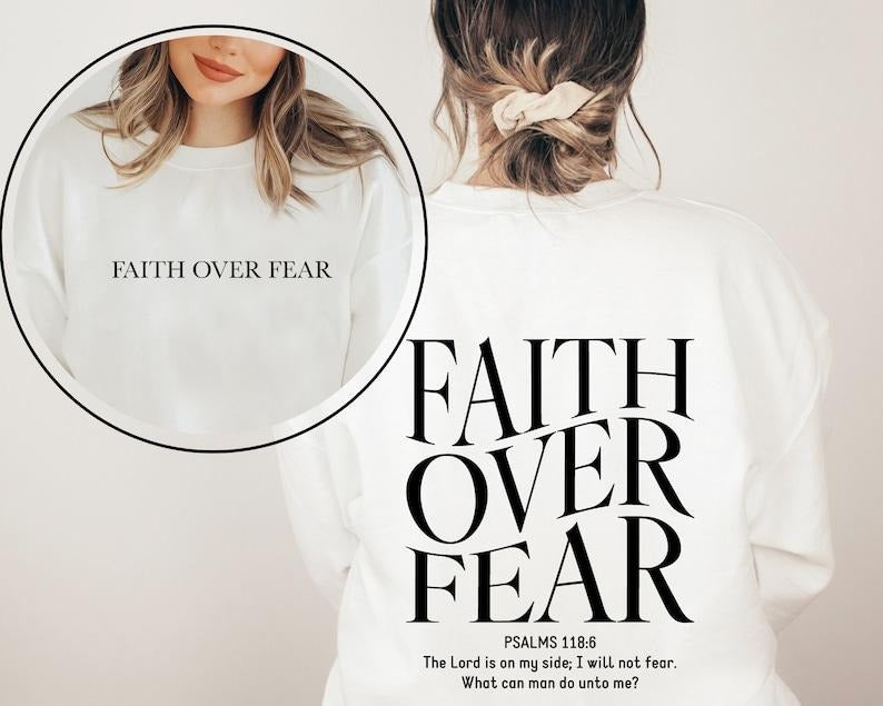 Faith Over Fear Christian Hoodie, Christian Sweatshirt, Jesus Hoodie, Trendy Hoodie, Bible Verse Hoodie, Gift For Her,...