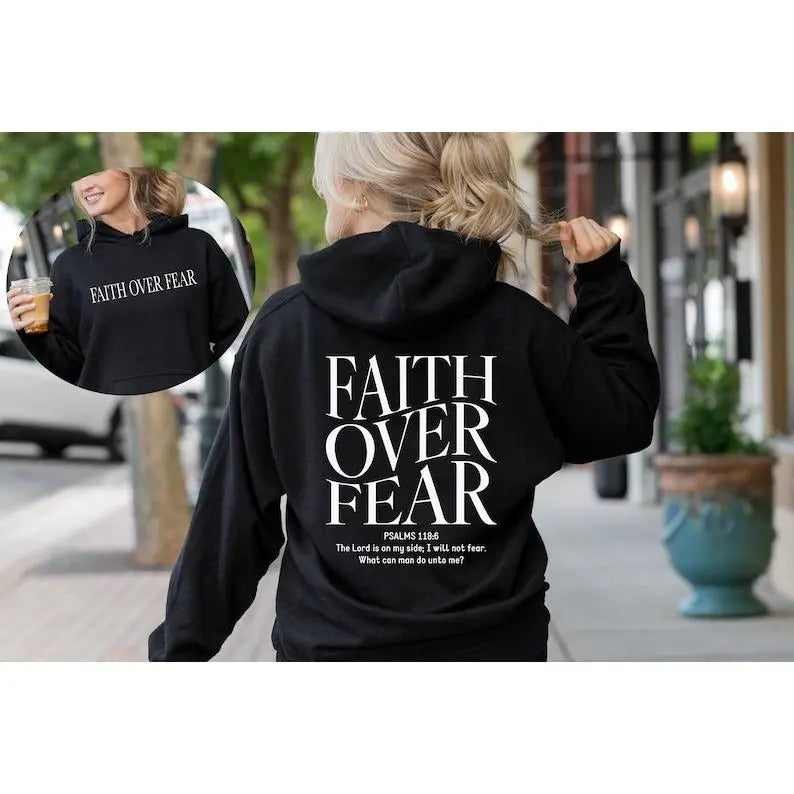 Faith Over Fear Christian Hoodie, Christian Sweatshirt, Jesus Hoodie, Trendy Hoodie, Bible Verse Hoodie, Gift For Her,...