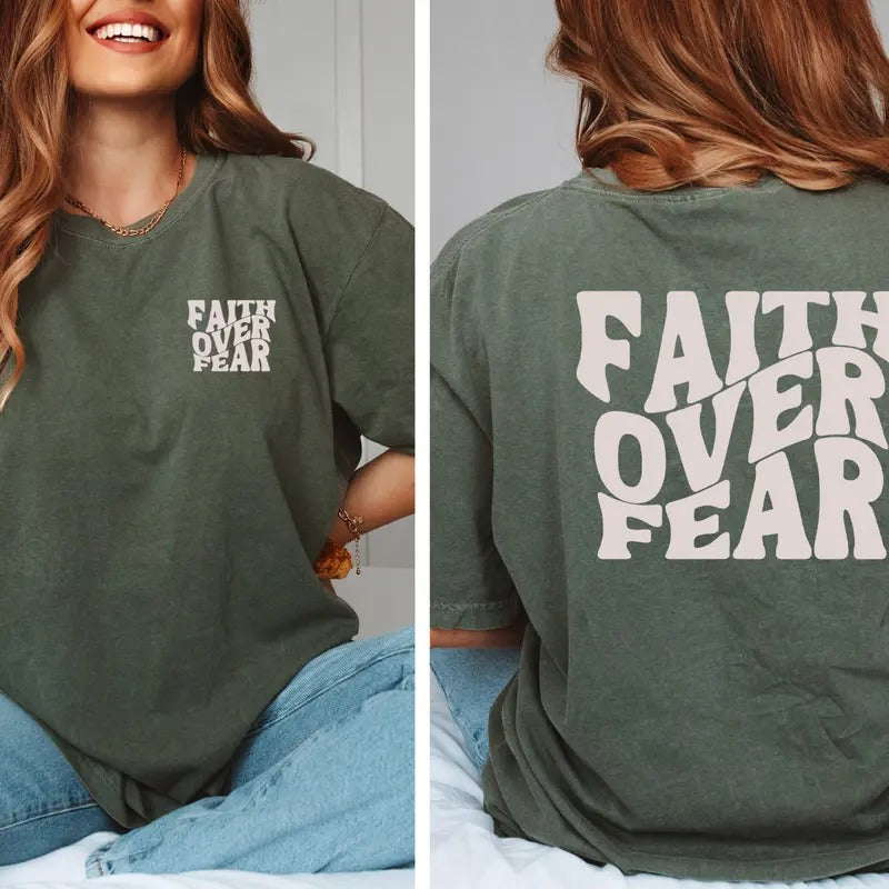 Faith Over Fear Christian Shirt Bible Verse Shirt Christian Colors Shirt Jesus Shirts Trendy Shirt Aesthetic Hoodie...