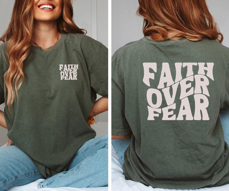 Faith Over Fear Christian Shirt Bible Verse Shirt Christian Shirt Jesus Shirts Trendy Shirt Aesthetic Latarshia Grant...