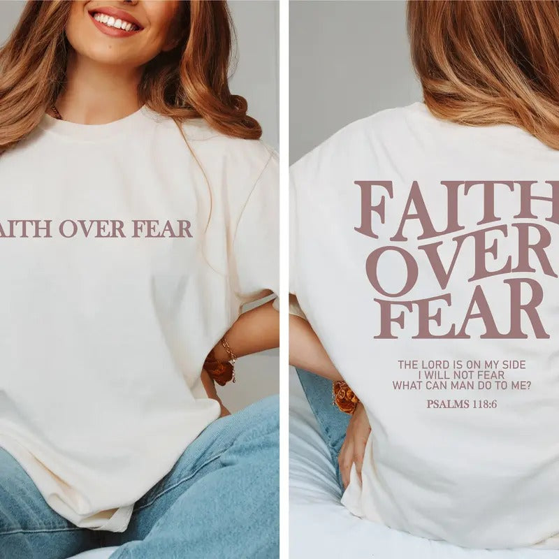 Faith Over Fear Christian Shirt Christian Comfort Colors Shirt Jesus Cheistmas Shirts Trendy Shirt Bible Verse Shirt...