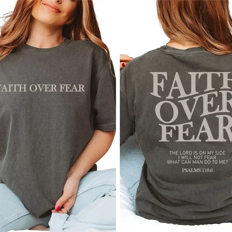 Faith Over Fear Christian Shirt ,Christian   shirt ,Jesus Christmas Shirts Cotton Top Hoodie Sweatshirt | PrintMintTees.com