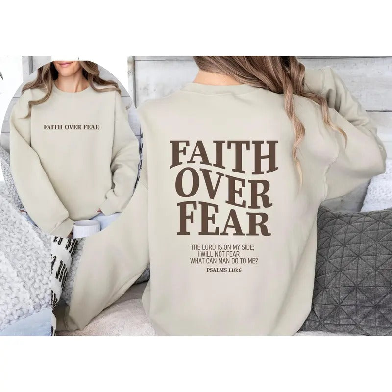 Faith Over Fear Christian Sweatshirt-hoodiechristian Sweatshirtjesus Hoodie Bible Verse Sweatshirtchurch Clothestrendy...