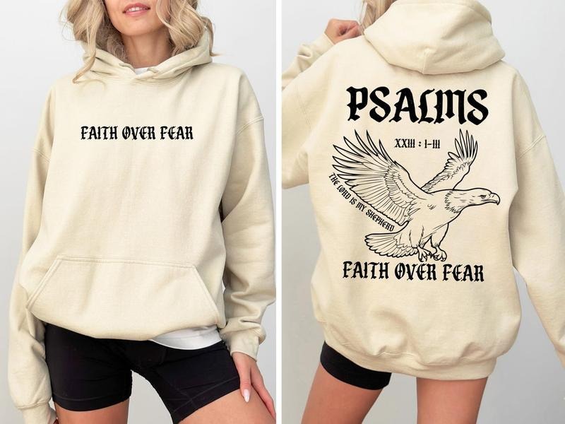 Faith Over Fear Hoodie, Aesthetic Christian Sweatshirt Cotton Womenswear Shirt | PrintMintTees.com