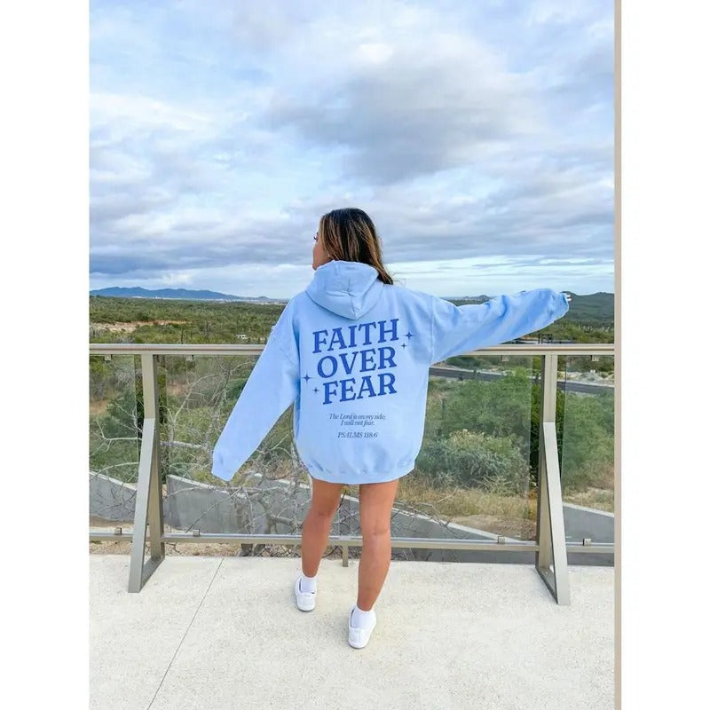 Faith Over Fear Hoodie, Christian Hoodies, Christian Sweatshirt, Jesus Hoodie, Trendy Hoodie, Bible Verse Hoodie, Bible...