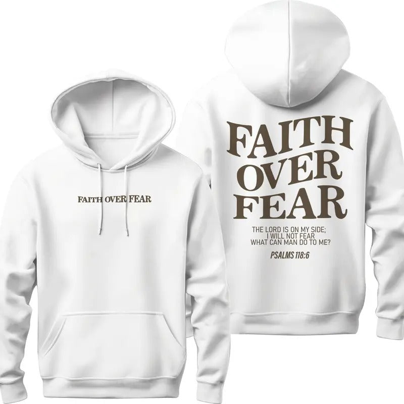 Faith Over Fear Hoodie, Jesus Sweatshirt, Stylish Bible Verse Hoodie Cotton Tops Shirt | PrintMintTees.com