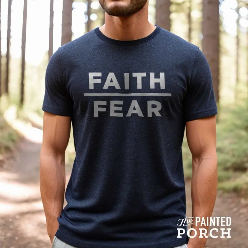 Faith Over Fear Mens Christian Shirt | Mens Christian Gifts, Faith Shirt, Cool Christian Shirts for Men, Trendy Christian...