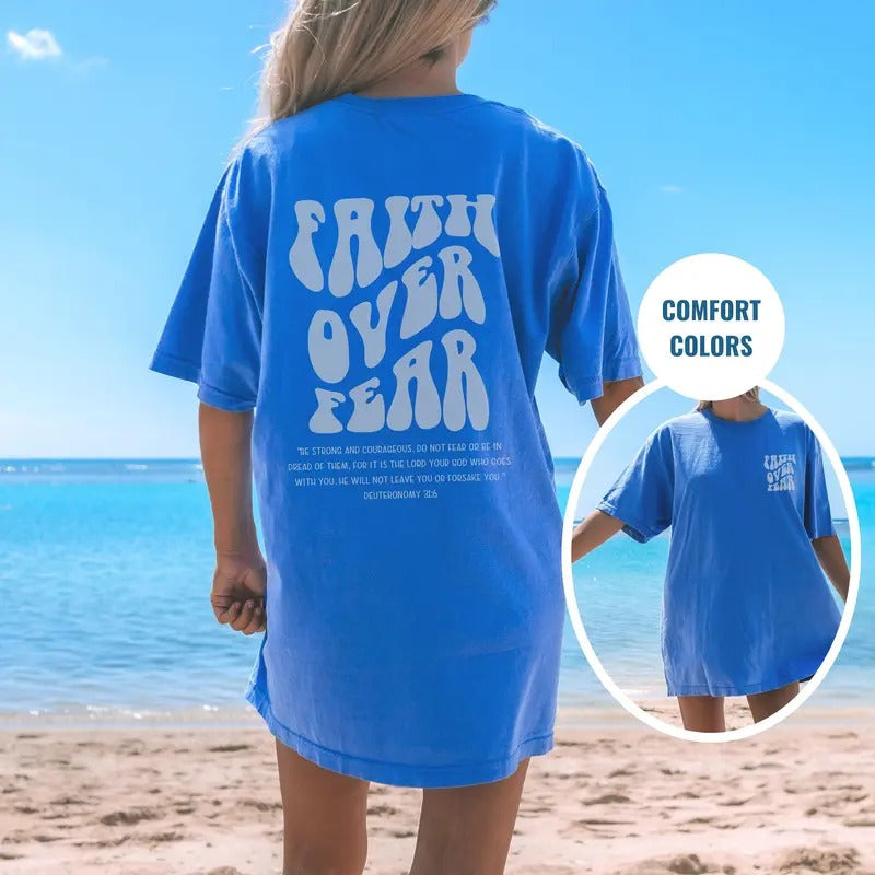 Faith Over Fear Shirt Jesus Is King Tshirt Religious Tee Christian Shirt For Her Christian Shirt Religious Shirt Love...