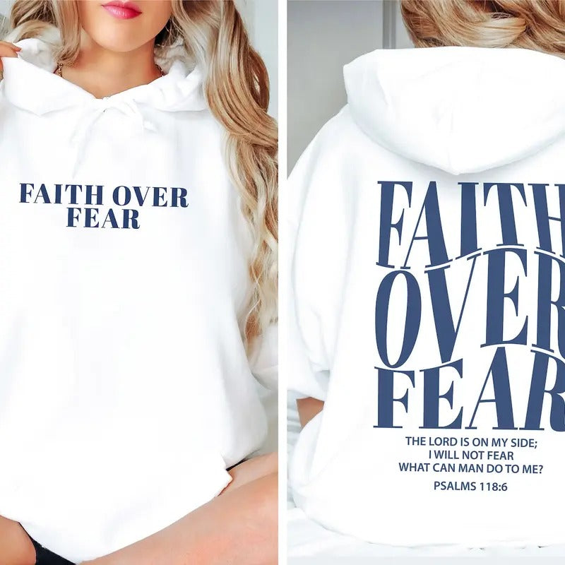 Faith Over Fear Sweatshirt, Christian Hoodie, Jesus Hoodie, Religion Sweatshirt, Christian Sweatshirt, Bible Verse...