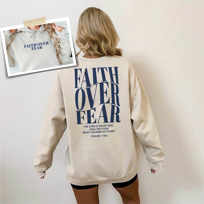 Faith Over Fear Sweatshirt, Christian Sweatshirt,Religion Gift Jesus Hoodie, Religion Sweatshirt,Bible Verse Sweatshirt,...