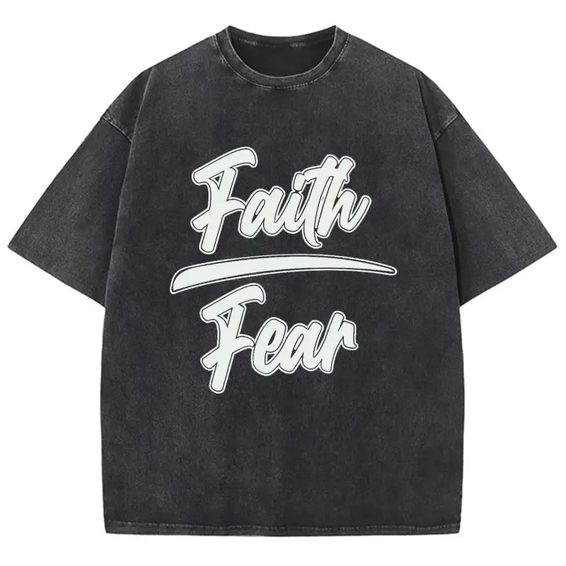 Faith Over Fear Washed Christian Christian Jesus Vintage 90s Cotton Top Mineral Color T-Shirts, Hoodie, Sweatshirt