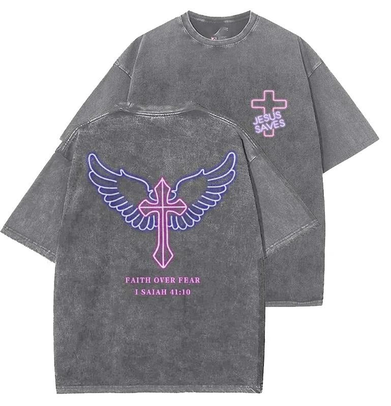 Faith Over Fear Washed Christian Vintage 90s Top Womenswear Cotton Mineral Colorstyle{N002}2 T-Shirts, Hoodie, Sweatshirt
