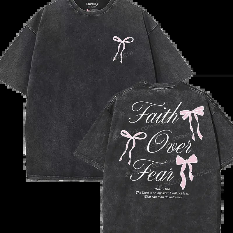 Faith Over Fear Unisex Washed T-Shirt, Christian t shirts, Vintage 90s Graphic Tee, Gift Top Womenswear Cotton Hoodie...