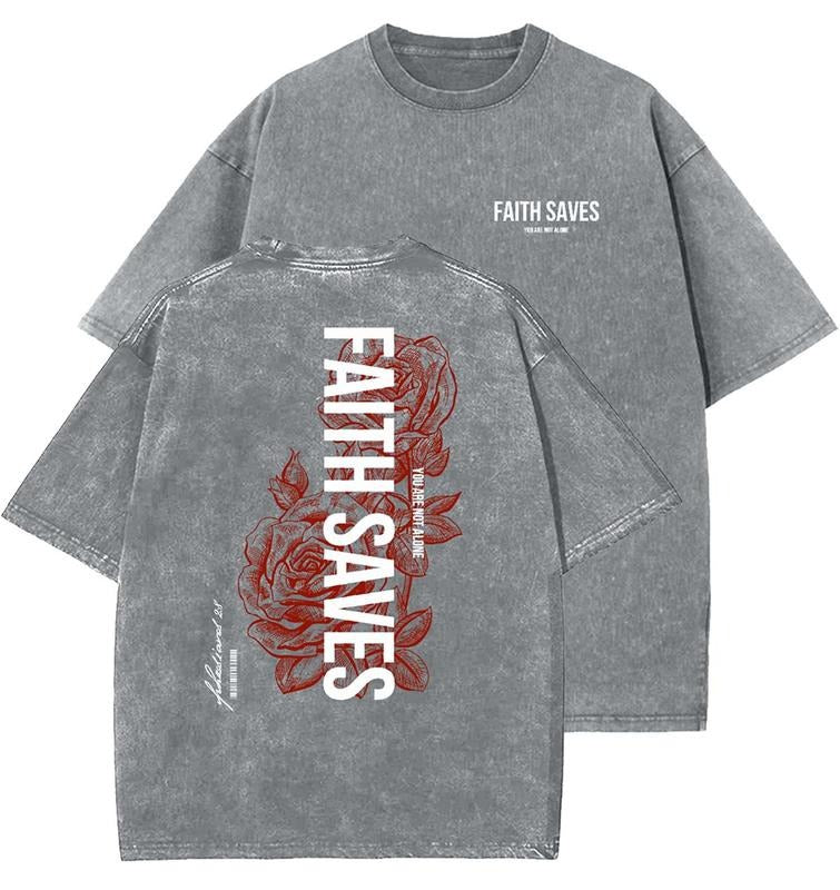 Faith Saves Unisex Washed T-Shirt, Christian t shirts, Vintage 90s Graphic Tee, Gift Top Womenswear Cotton Hoodie, Sweatshirt