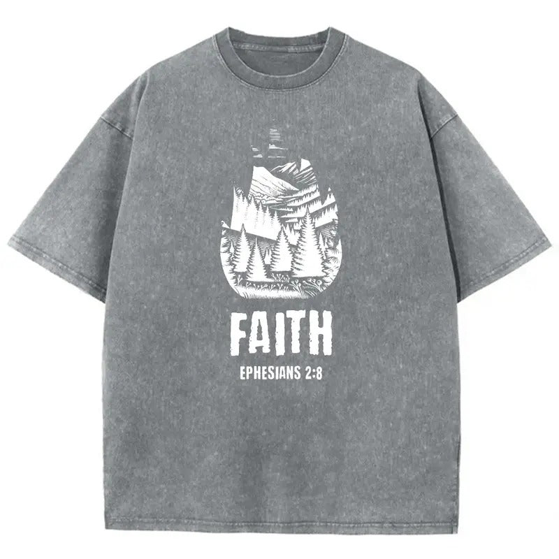 Faith Unisex Washed T-Shirt, Christian t shirts, Christian Jesus  t shirts, Vintage 90s Graphic Tee Gift Cotton Top,...
