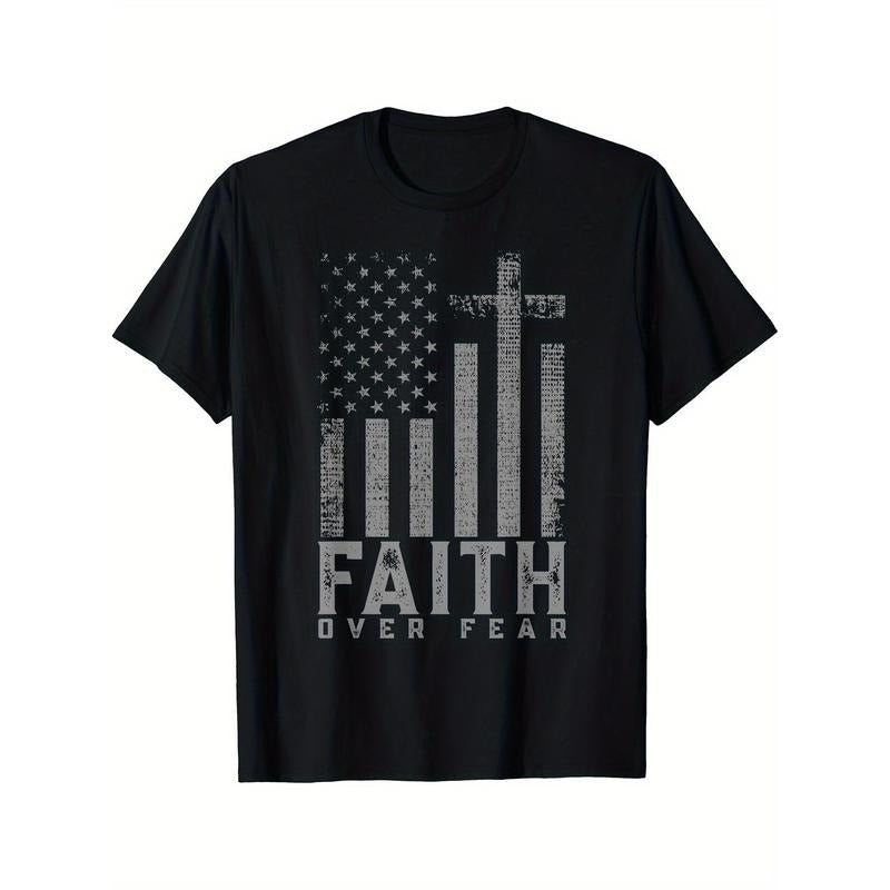 Faith over Fear Cool United States Flag T-Shirt, Men's T-Shirt made in usa Hoodie Sweatshirt | PrintMintTees.com