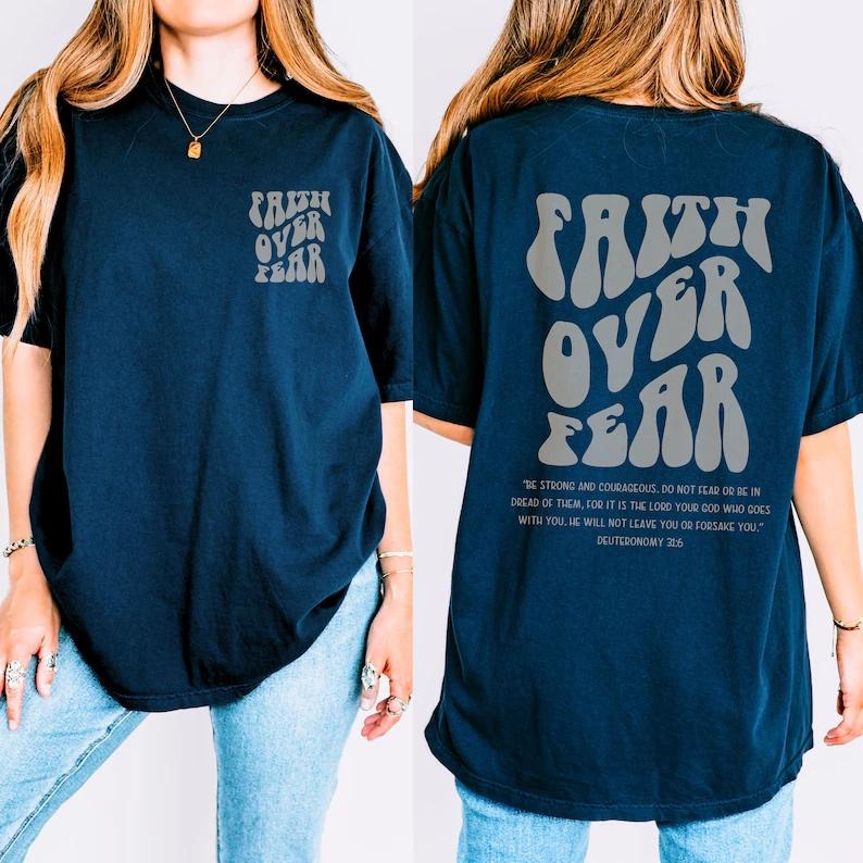 Faith over fear shirt, Jesus is King tshirt, Religious tee, Christian Shirt for Her, Christian Shirt, Religious Shirt...