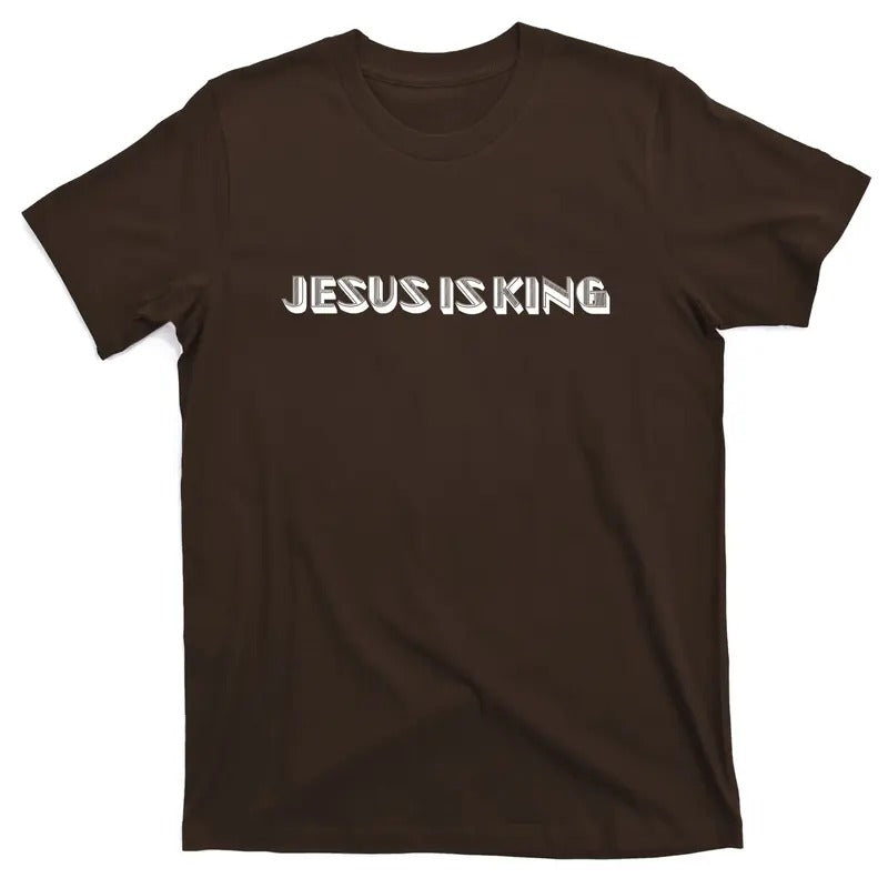 Faithful Men's Minimalist T-Shirt with Embossed Jesus Is King Christian Catholic Design Hoodie Sweatshirt | PrintMintTees.com