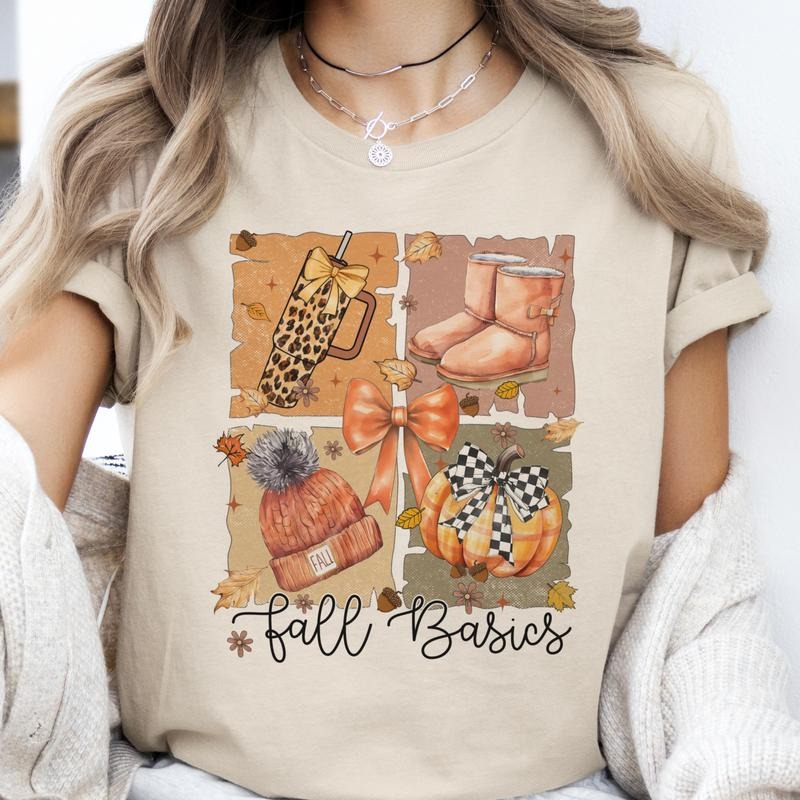 Fall Basics Collage Tee Fall Basics Block Pattern Tshirt Fun Fall Pumpkins Collage Sweatshirt Autumn Basics Coquette...