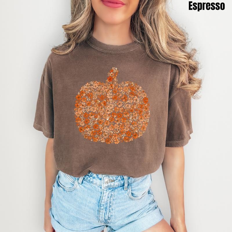 Fall Floral Pumpkin Comfort Colors T-Shirt 'NLB' Hoodie Sweatshirt | PrintMintTees.com