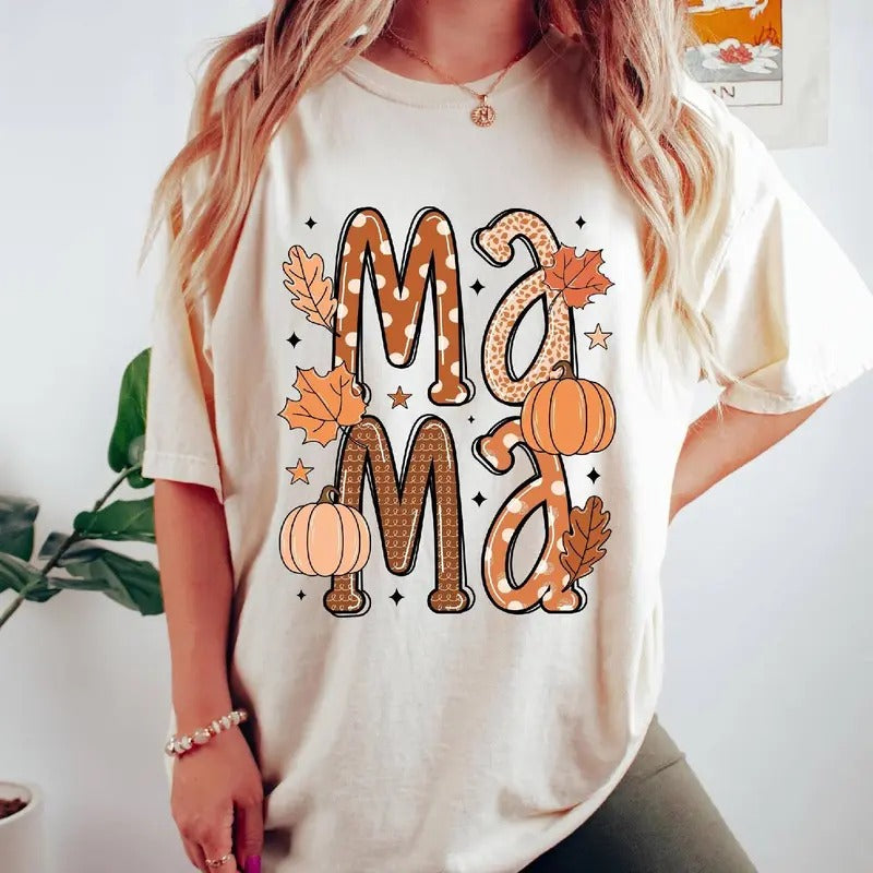 Fall Mama Shirt Retro Autumn Pumpkin Shirt Fall Vibes Shirt Pumpkin Spice Fall, Spooky Season, Halloween Shirt Hoodie...