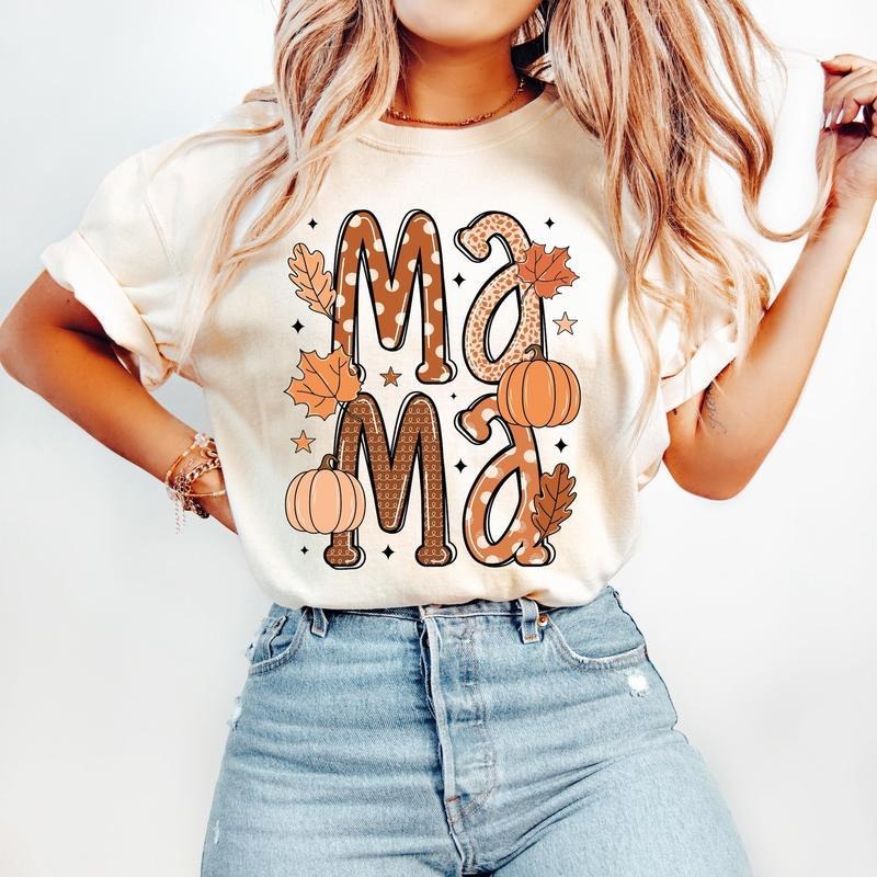Fall Mama T-Shirt-sweatshirt-hoodie, Autumn Pumpkin T-Shirt, Retro Fall T-Shirt, Fall Doodle Letters, Fall Vibes T-Shirt,...