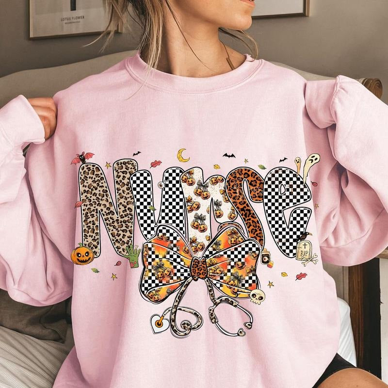 Fall Pumpkin Nurse Shirt, Cute Fall Nursing Shirt, Pumpkin Season Nurse Tee, Checkered Nurse Shirt, Leopard Print Nurse...