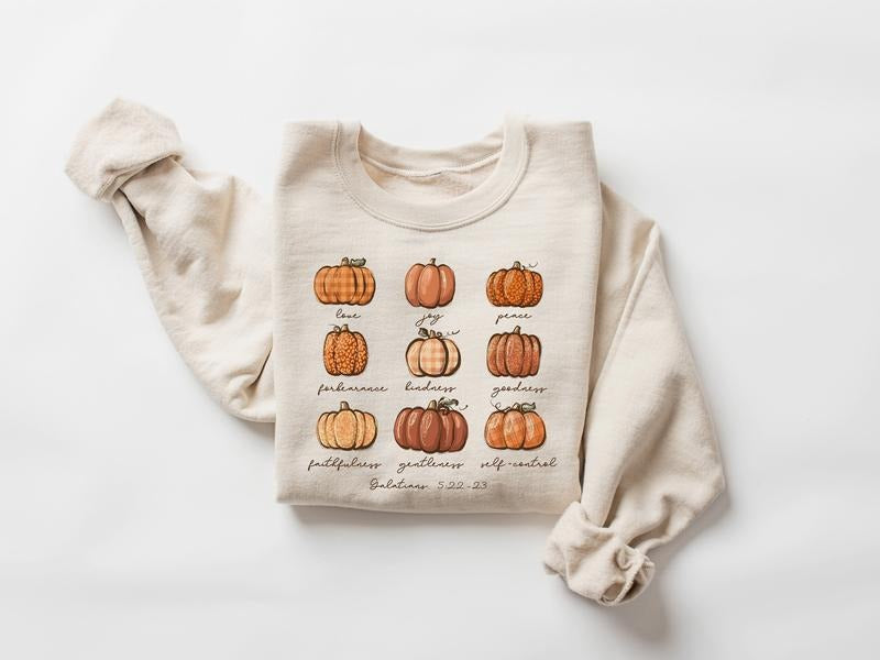 Fall Pumpkin Sweatshirt, Buffalo Plaid Pumpkin Shirt, Fall Bible Verse Shirt, Christian Halloween Sweatshirt, Jesus...