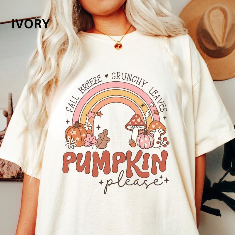 Fall Rainbow Shirt, Comfort Colors Shirt, Graphics Fall Tee, Spooky Season Shirt, Womens Graphic Holiday Shirt Hoodie...